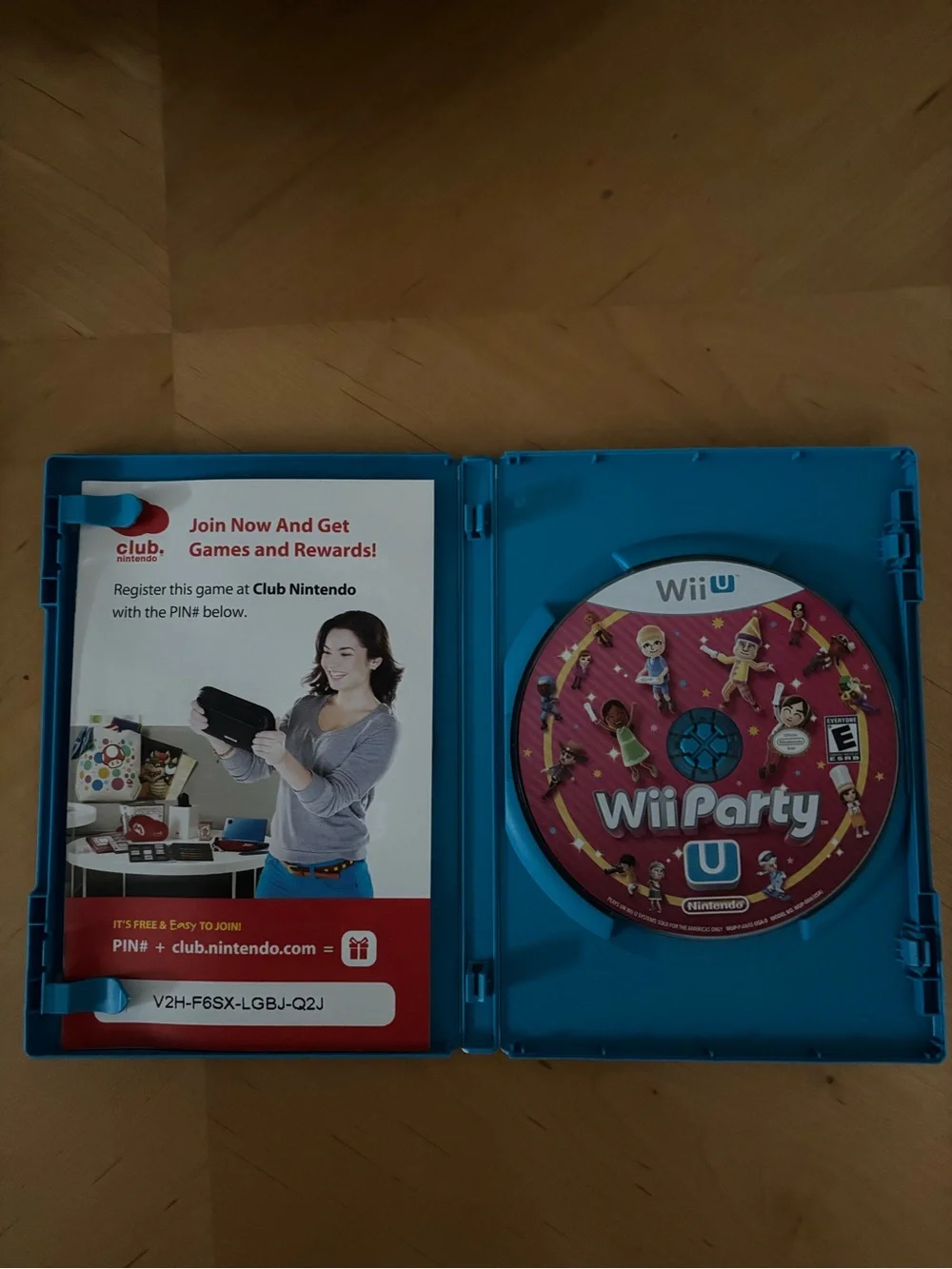 Nintendo Wii Party U - Teal Blue Case with Colorful Artwork